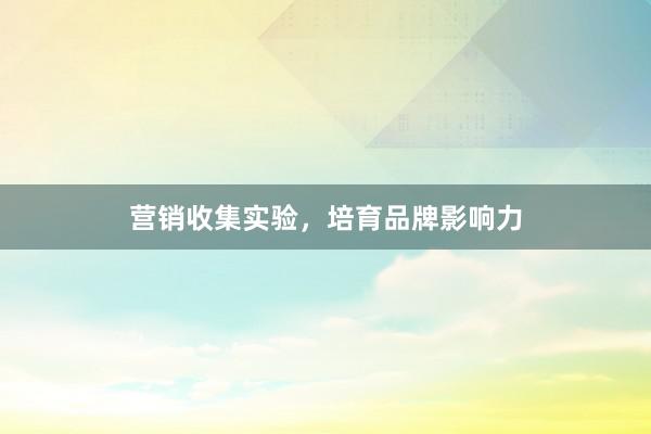 营销收集实验，培育品牌影响力